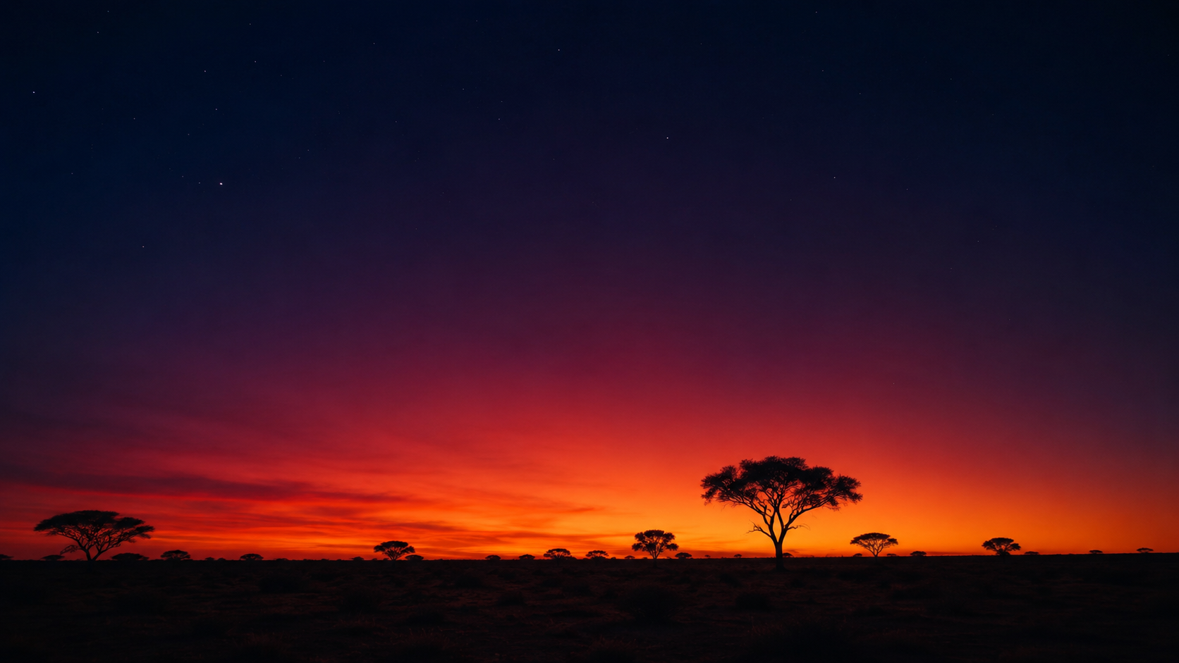 Australian heat and sunset over open land