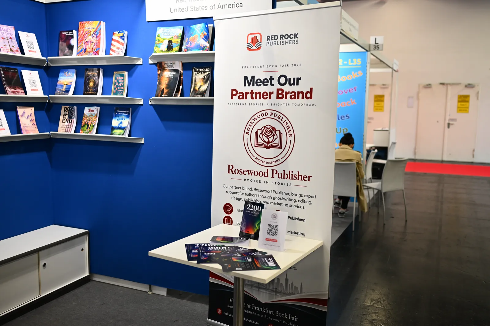 Wide view of the book fair stand